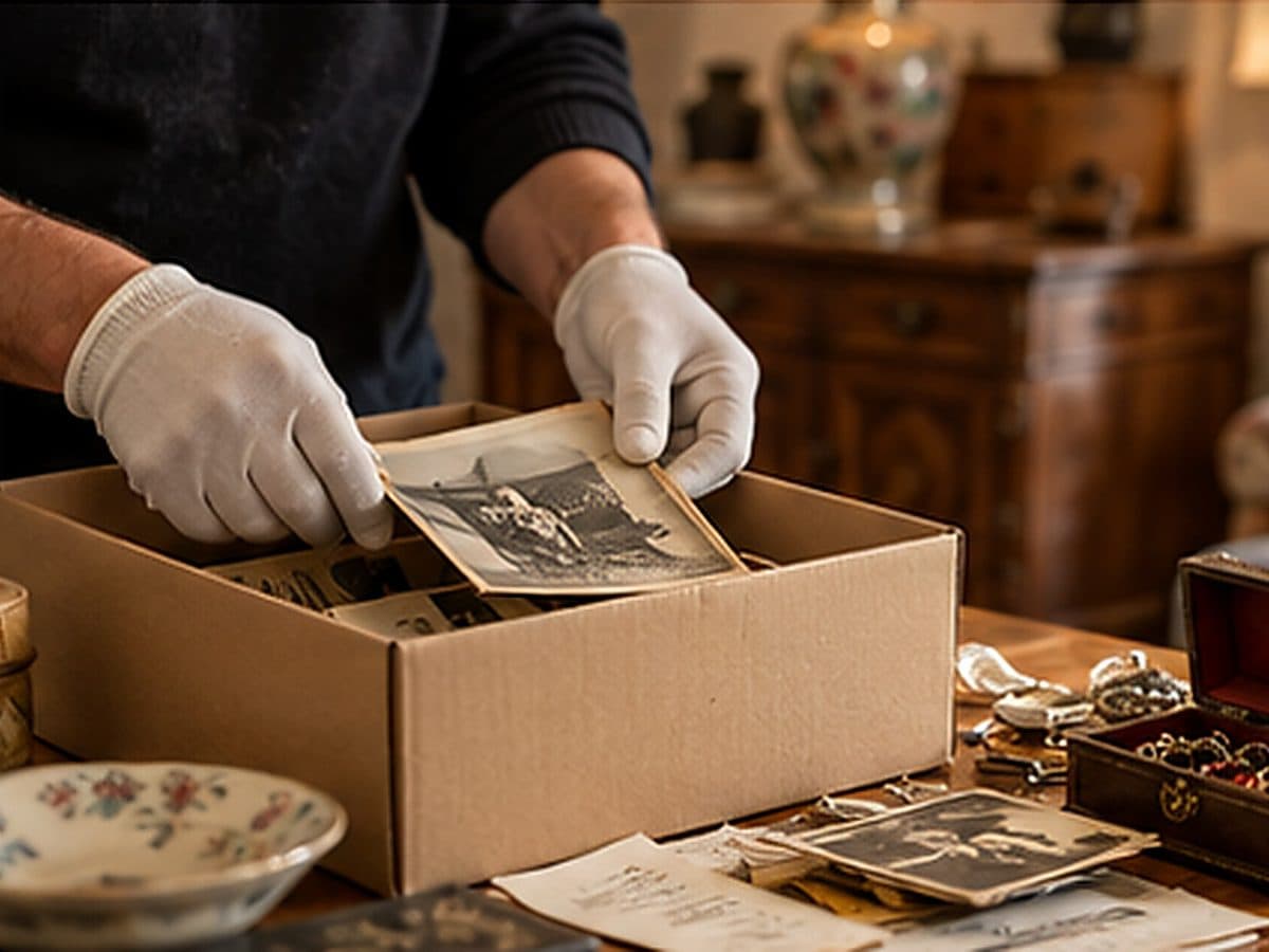 Photos de famille rangées avec soin dans un carton